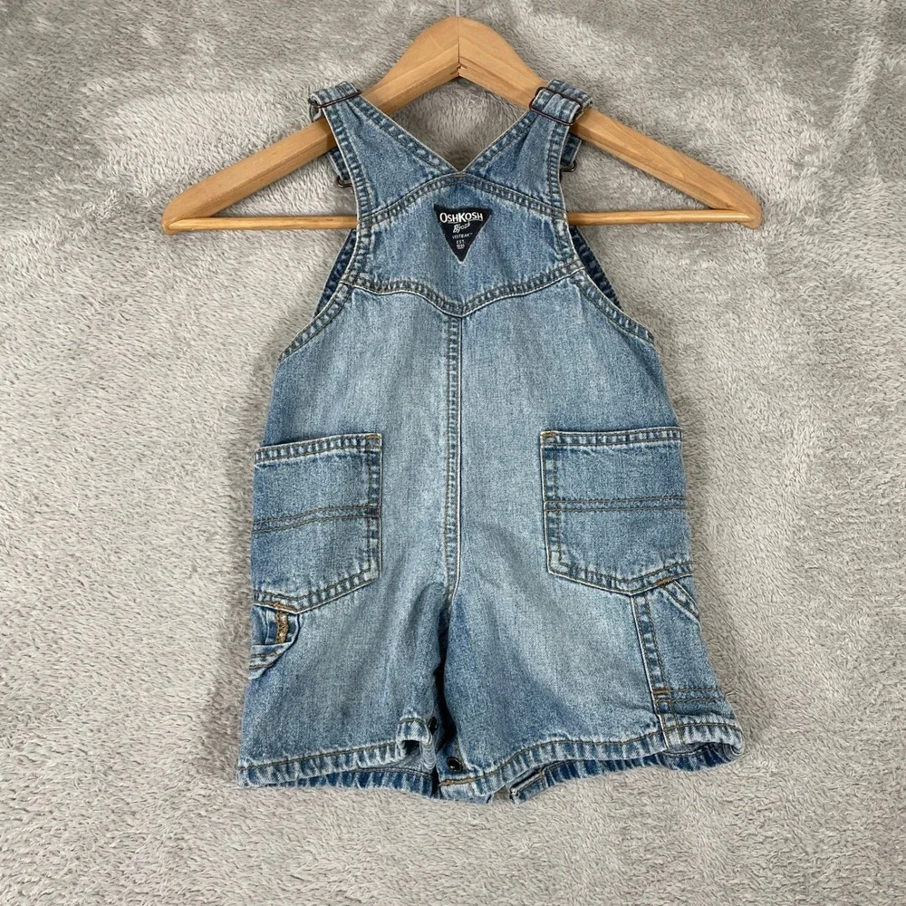 OshKosh B'gosh Shortalls Toddler 18-24 Months Blue Denim Bib Overalls Carpenter